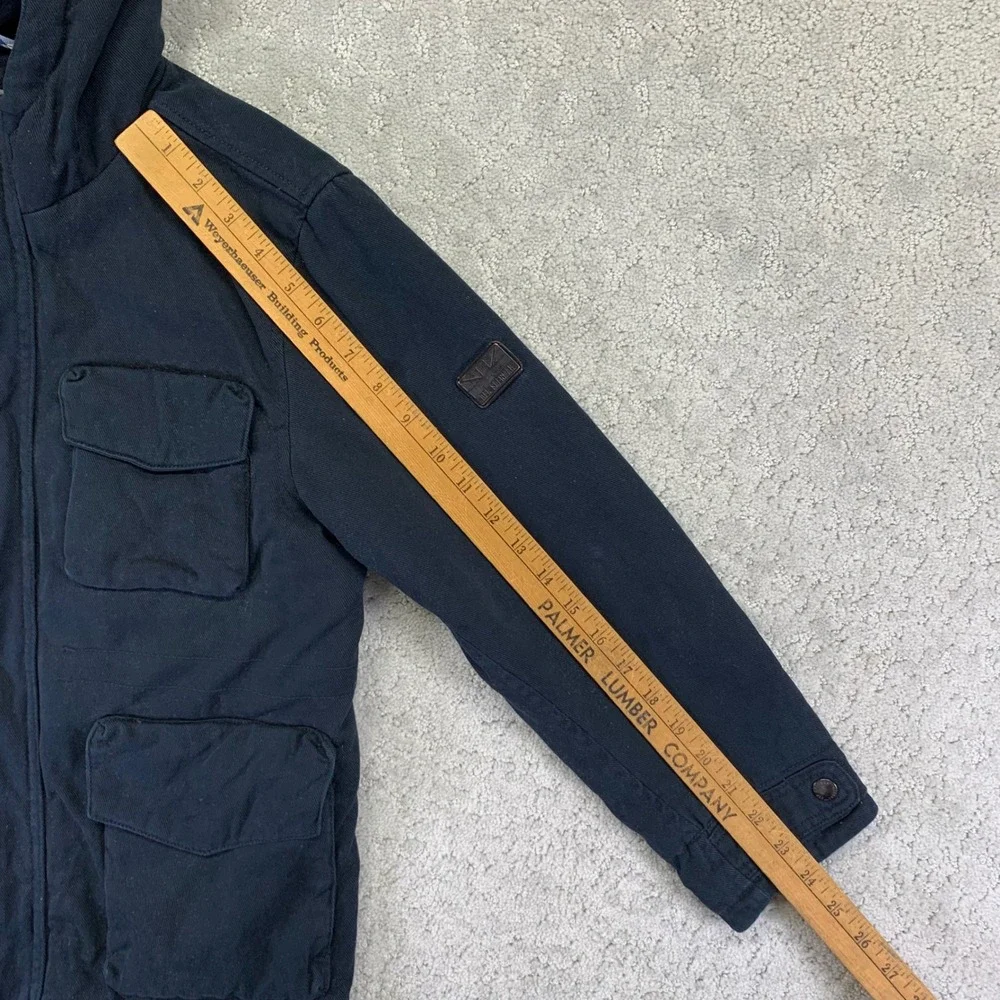 Ben‎ Sherman Kids Jacket Size 8 Black Hooded Utility Field Pockets Quilt Lined
